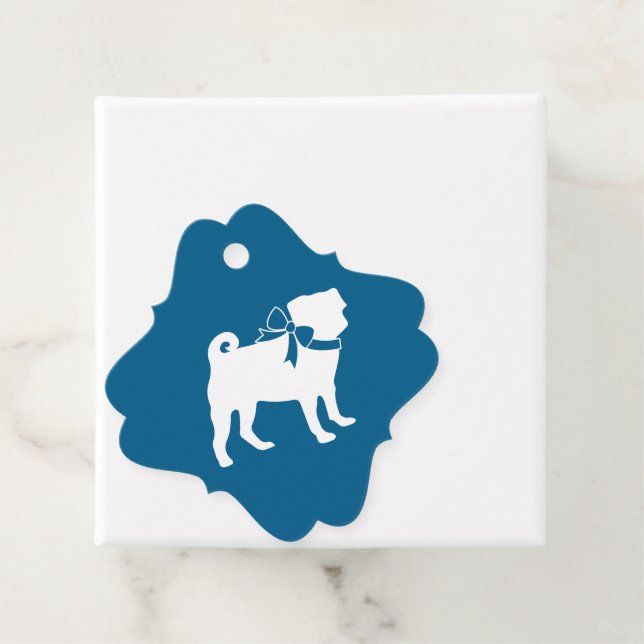 Étiquettes Cadeau Carlin Fête Blue Thème Célébration (En situation)