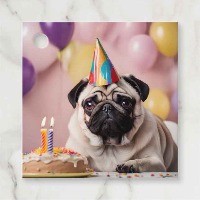 Étiquettes Cadeau Carlin fête d'anniversaire (Devant)