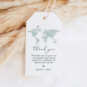 Étiquettes-cadeau CARMEN Carte verte Voyage Aventure Merci Favor