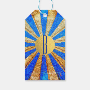 Étiquettes-cadeau Carnaval de cirque vintage Royal Blue Gold Foil Pa