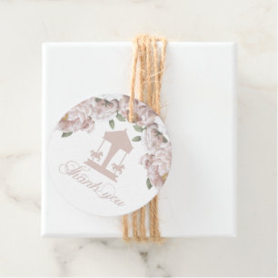 Étiquettes Cadeau Carousel Merci rose pâle