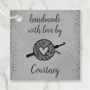 Étiquettes Cadeau Carré au crochet fait à la main avec amour