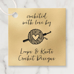 Étiquettes Cadeau Carré au crochet fait avec amour