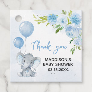 Étiquettes Cadeau Carré Baby shower Blue Elephant