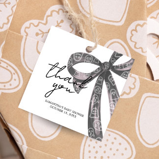 Étiquettes Cadeau Carré Baby shower d'Halloween noir