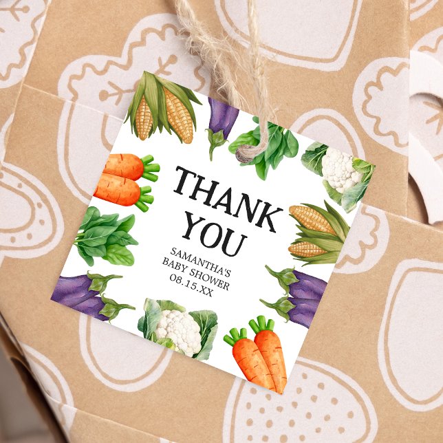 Étiquettes Cadeau Carré de Baby shower cultivé localement (Locally Grown Baby Shower Square Favor Tags)