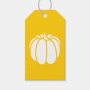 Étiquettes-cadeau Carré de citrouilles en étiquette-cadeau jaune