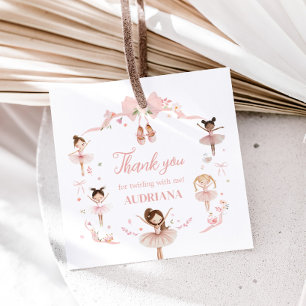 Étiquettes Cadeau Carré de fête d'anniversaire de Pink Ballerina