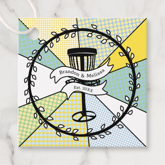 Étiquettes Cadeau Carré Disque Golf Thème (Devant)