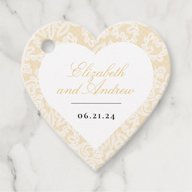 Étiquettes Cadeau Carré Mariage de script élégant en dentelle noire  (Devant)