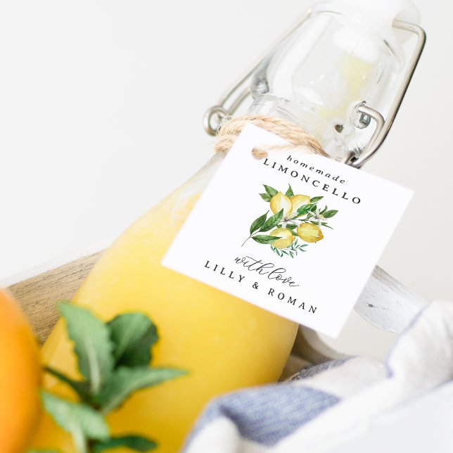 Étiquettes Cadeau Carré modifiable Limoncello Bottle (Créateur téléchargé)