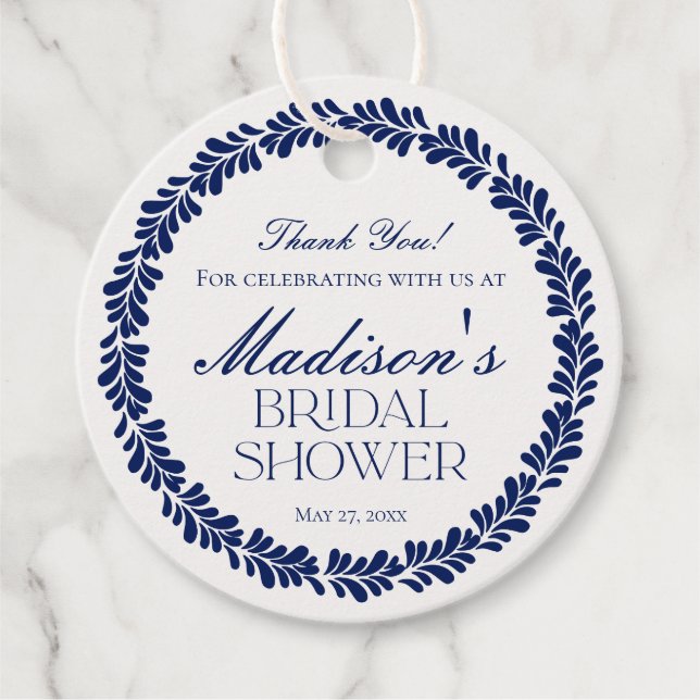Étiquettes Cadeau Carreau de Talavera bleu Fête espagnole Shower de  (Devant)