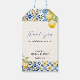 Étiquettes-cadeau Carreaux italiens méditerranéens Lemon Mariage
