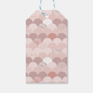 Étiquettes-cadeau Carreaux or rose et rose