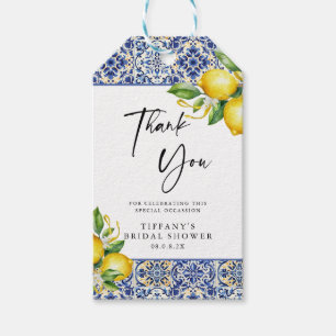 Étiquettes-cadeau Carrelage Bleu Méditerranéen Citrons Réception de 