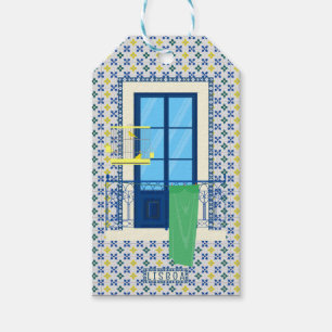 Étiquettes-cadeau Carrelage portugais et balcon de fenêtre avec oise
