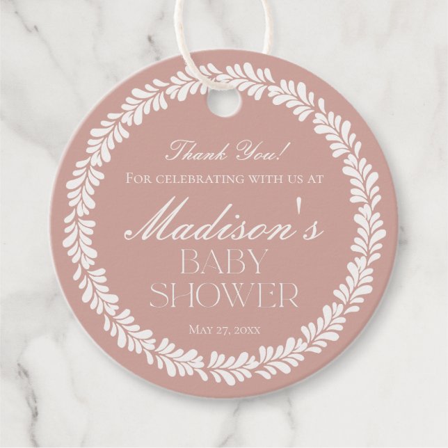 Étiquettes Cadeau Carrelage Talavera rose Baby shower Fiesta espagno (Devant)