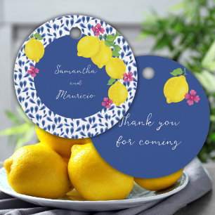 ÉTIQUETTES CADEAU CARRELATS BLEUS DE CITRONS DE COULEUR D'EAU