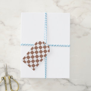 Étiquettes-cadeau Carrés à damier marron moka blanc géométrique rétr