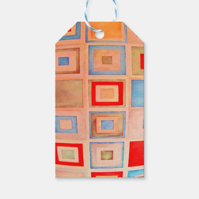 Étiquettes-cadeau Carrés colorés (Devant)