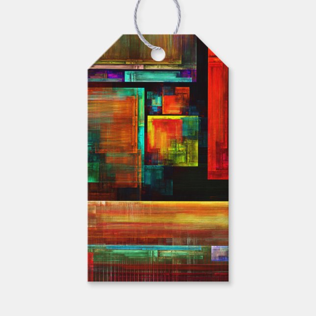 Étiquettes-cadeau Carrés colorés Motif d'art Abstrait moderne #04 (Devant)
