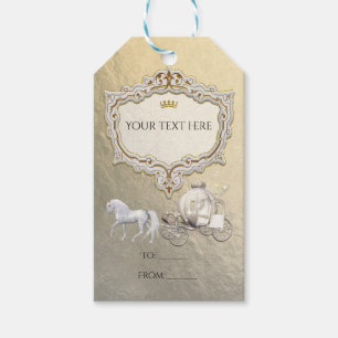 Étiquettes-cadeau Carrosse et licorne de conte de fée de la princess