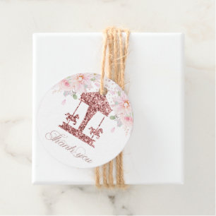 Étiquettes Cadeau Carrousel de Parties scintillant florales Merci d'