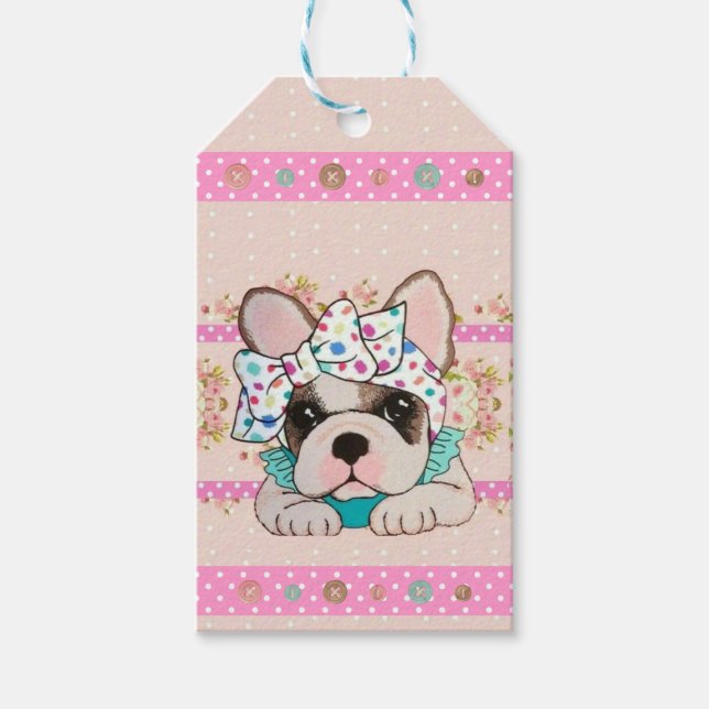 Étiquettes-cadeau Carte-cadeau Pink French Bulldog (Devant)