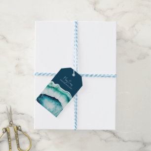Étiquettes-cadeau Carte d'affichage du collier d'agate bleu