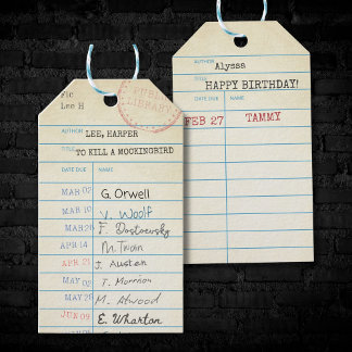 Étiquettes-cadeau Carte de bibliothèque Vintage personnalisée