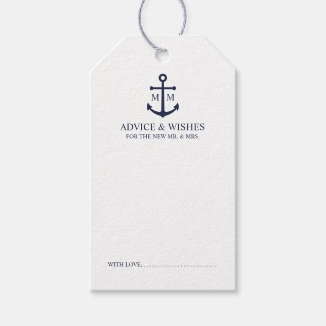 Étiquettes-cadeau Carte de conseil des Mariages d'Ancre bleu marine (Devant)