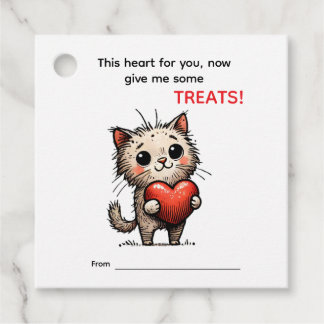 Étiquettes Cadeau Carte de la Saint-Valentin Chaton Mignon 