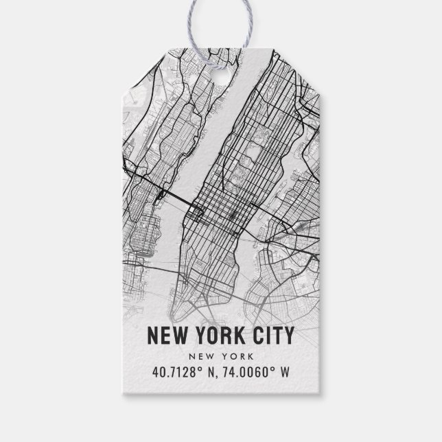 Étiquettes-cadeau Carte de New York | Faveur de mariage (Devant)