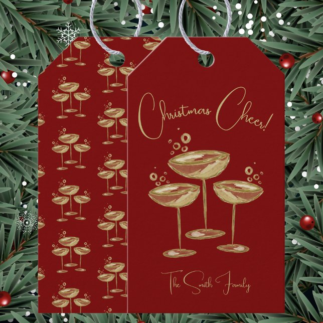 Étiquettes-cadeau Carte de Noël au champagne (Créateur téléchargé)