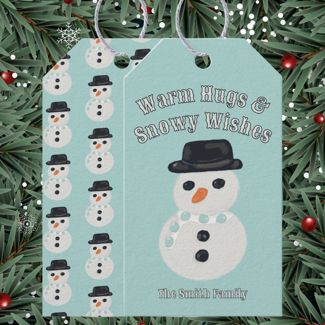 Étiquettes-cadeau Carte de Noël Bonhomme de Neige (Créateur téléchargé)