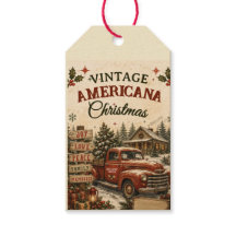 Carte de Noël vintage Americana camion rouge Fêtes