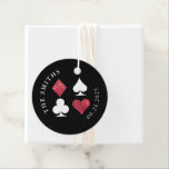 Étiquettes Cadeau Carte de Parties scintillant rouge Costume Mariage<br><div class="desc">La carte cadeau ou la faveur parfaite pour personnaliser votre mariage Las Vegas,  customiser ces étiquettes scintillantes,  faux rouge parties scintillant,  noir et blanc cercle et ajouter aux sacs de bienvenue,  faveurs de fête et plus encore.</div>