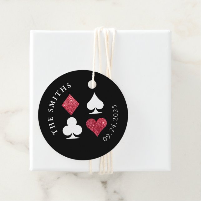 Étiquettes Cadeau Carte de Parties scintillant rouge Costume Mariage (En situation)