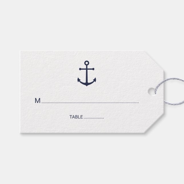 Étiquettes-cadeau Carte de place pour Mariage Ancre bleu marine (Devant (Horizontal))