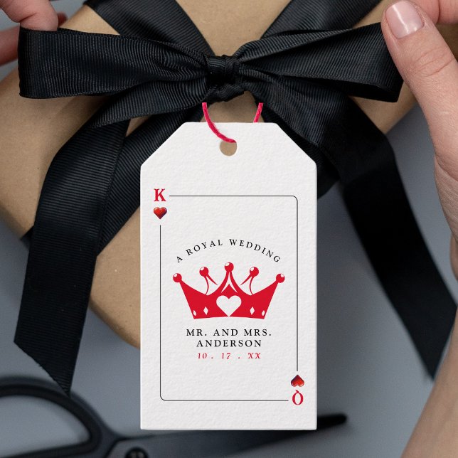 Étiquettes-cadeau Carte de Poker King & Queen of Hearts Casino (King & Queen of Hearts Casino Poker Card Gift Tags
)