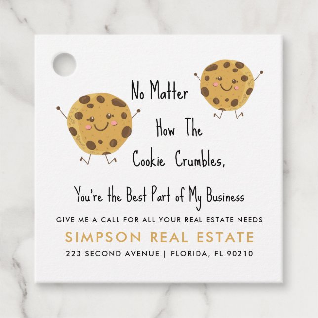 Étiquettes Cadeau Carte de recommandation de cookie immobilier pour  (Devant)