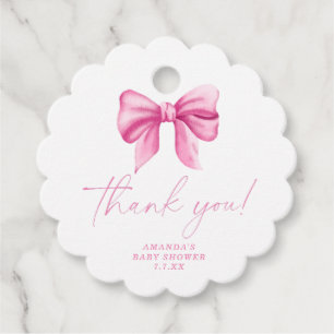 Étiquettes Cadeau Carte de remerciement à ruban rose