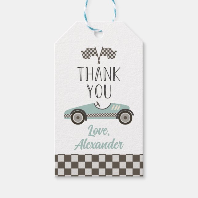 Étiquettes-cadeau Carte de remerciement d'anniversaire de voiture de (Devant)