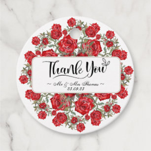 Étiquettes Cadeau Carte de remerciement florale à l'aquarelle Rose r