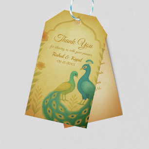 Étiquettes-cadeau Carte de remerciements de Mariage indien de paon F