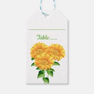 Étiquettes-cadeau Carte de table florale Tournesol Mariage vert