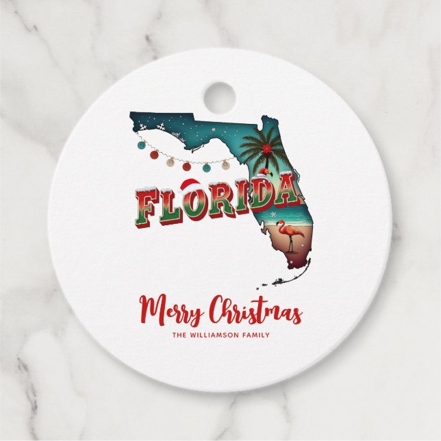 Étiquettes Cadeau Carte de vacances de l'État de Floride (Devant)