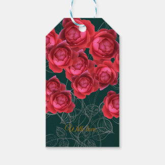 Étiquettes-cadeau Carte de vœux pliée à motif botanique de rose élég