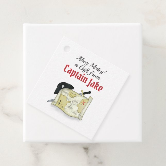 Étiquettes Cadeau Carte des pirates d'anniversaire Enfants mignonés  (En situation)