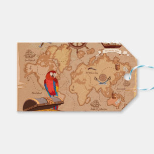 Étiquettes-cadeau Carte des trésors des pirates